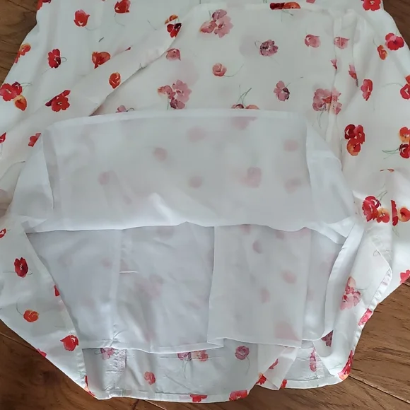 NWT GAP White and Red Poppy Short Sleeve Floral Dress Size 12 - Picture 7 of 11